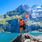 family travel in Switzerland- Oeschinensee